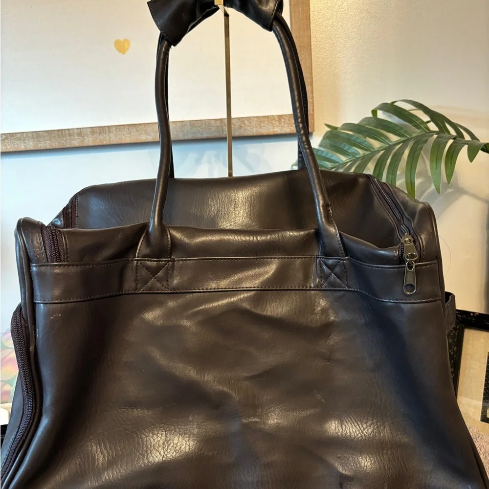 🍀Lagerfeld Duffle Bag PVC Faux Leather Brown